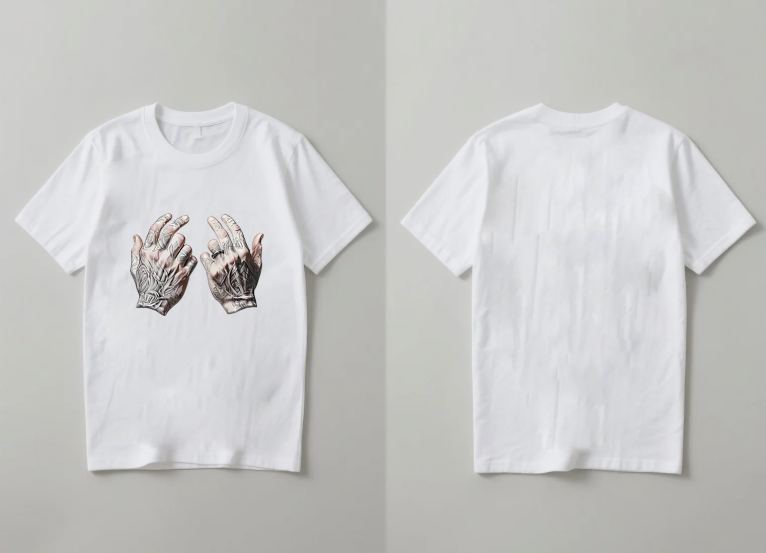 

The latest 2025 fashion tattoo hand-printed short-sleeved T-shirt for men and women a casual round-neck top