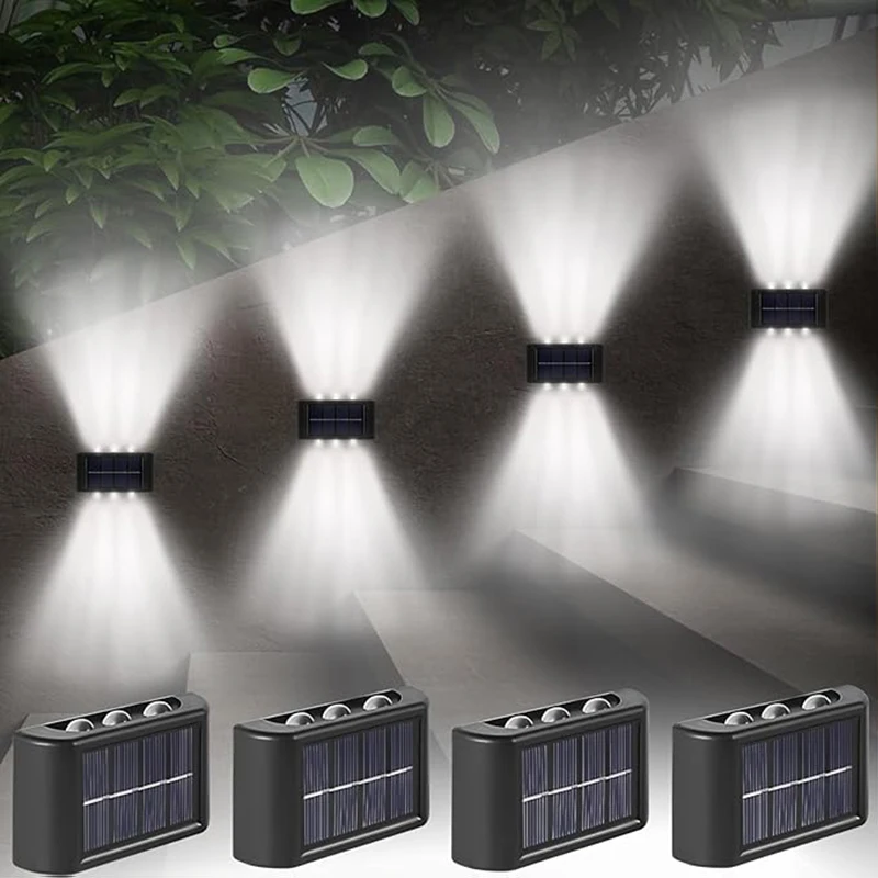 

6LED солнечный уличный светильник для двора, настенный светильник вверх и вниз с подсветкой, окружающий свет для сада, двора, освещение на солнечной энергии