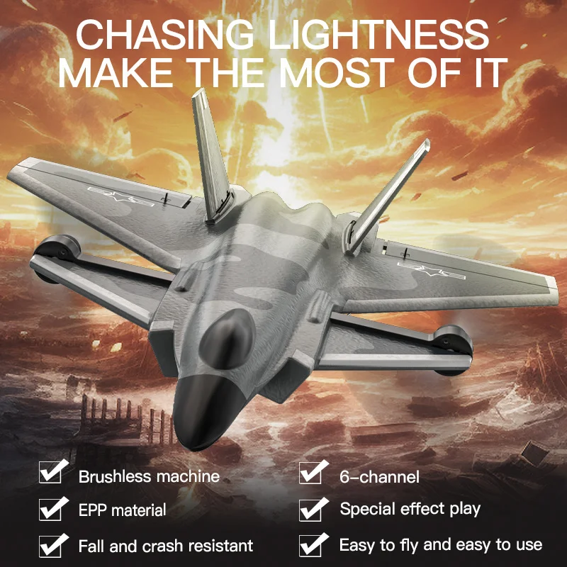 Hot Kf700 6 Channel Rc Airplane J-20 Fighter Jet Fixed-Wing Rc Vertical Crane Foam Brushless Model Airplane Glider Toys Gifts