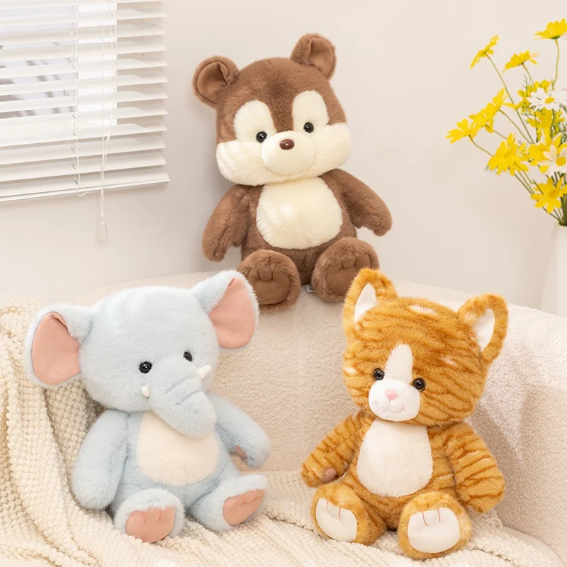 

Милые пухлые лесные животные, плюшевые игрушки, мягкий пушистый мультяшный слон, белка, кошка, кукла, прекрасная теплая обнимающая кукла, подарок на день рождения, Рождество