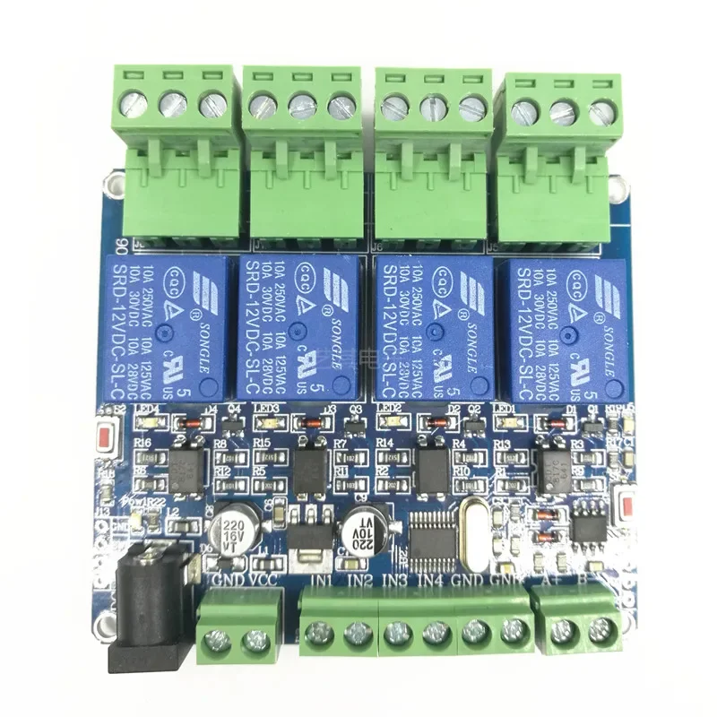 New Modbusrtu 4-Way Relay Input-Output Module 485 Communication Equipment TTL 12V DC