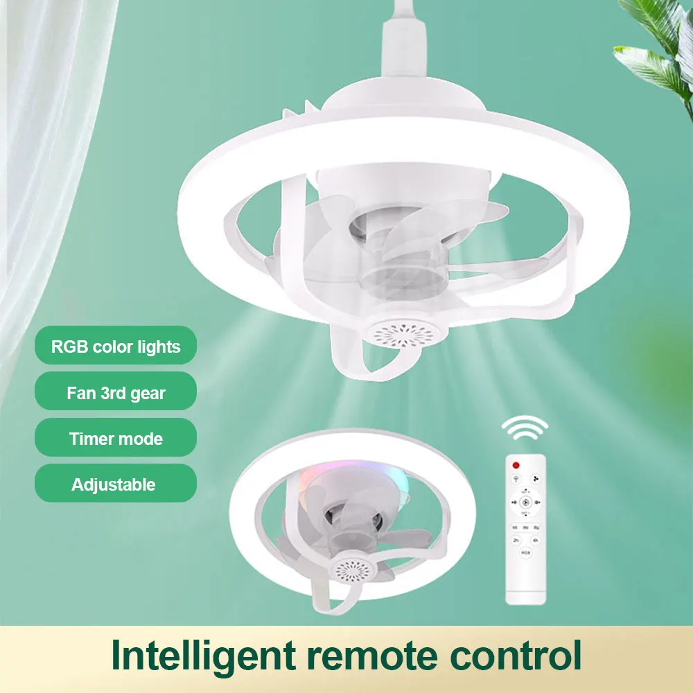 360 ° Rotating E27 Ceiling Fan Light Intelligent Fan With Remote Control Led Fan Light For Home Light BedroomTop Light 85-265V