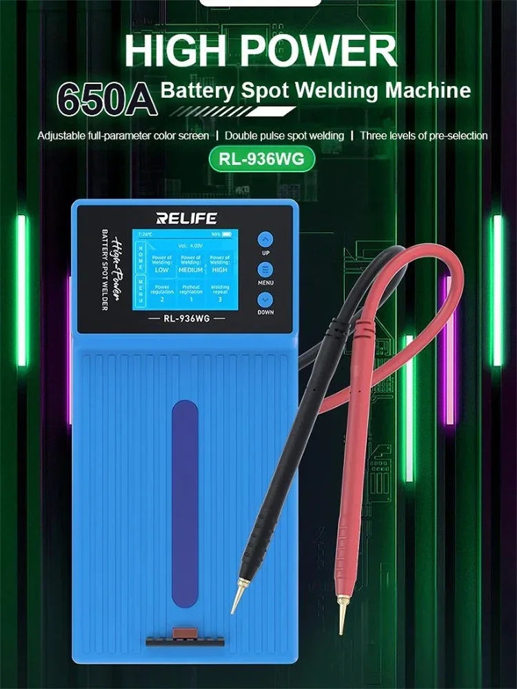 

Máquina de soldadura por puntos con batería de doble pulso, soldador por puntos con pantalla a Color RELIFE RL-936WG,