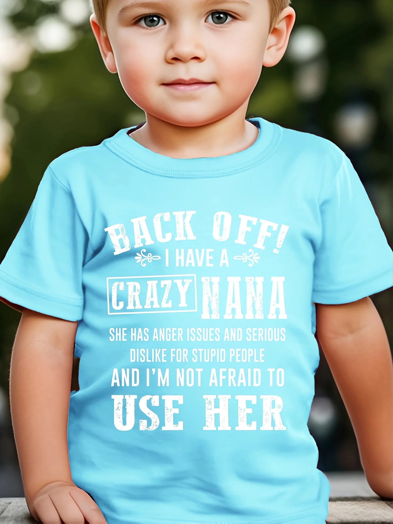 Children's Back Off! I Have A CRAZY NANA Fun Letter Printed Comfortable T-shirt for Daily Outdoor Wearing Parent Child Top