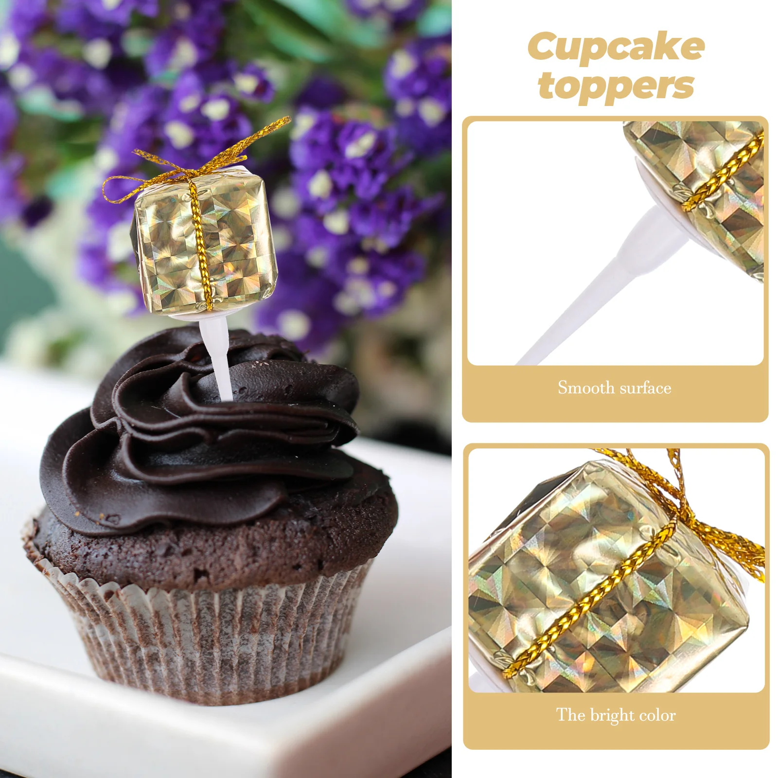 

24 Pcs Cake Decorating Add- Topper Decoration Decors Wedding Cheese Birthday Cupcake Plastic Party Dessert