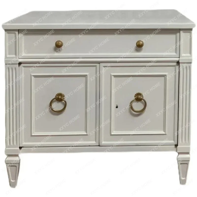 SL12Simple and modern solid wood bedside table, bedroom storage side rack, household free installation white bedside tableSSS