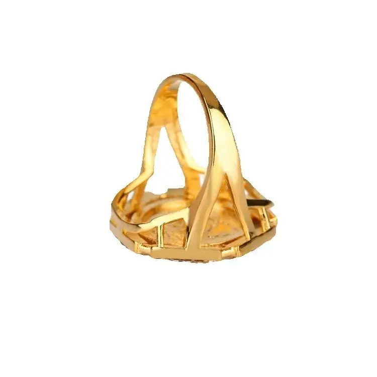 New Hot Sale fashion Head Shape Copper Gold Color Vintage Men Rings Cubic Zircon Jewelry