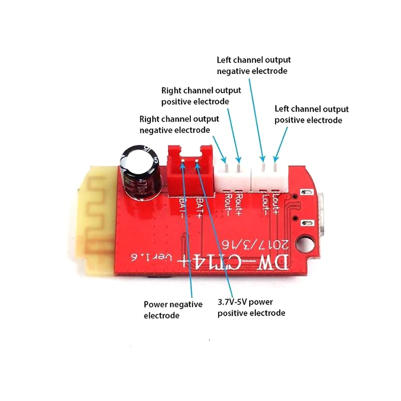 CT14 Micro 4.2 Stereo Bluetooth Eindversterker Board Module 5VF 5W + 5W Mini met Oplaadpoort voor Inbouwen Idle Sound Box