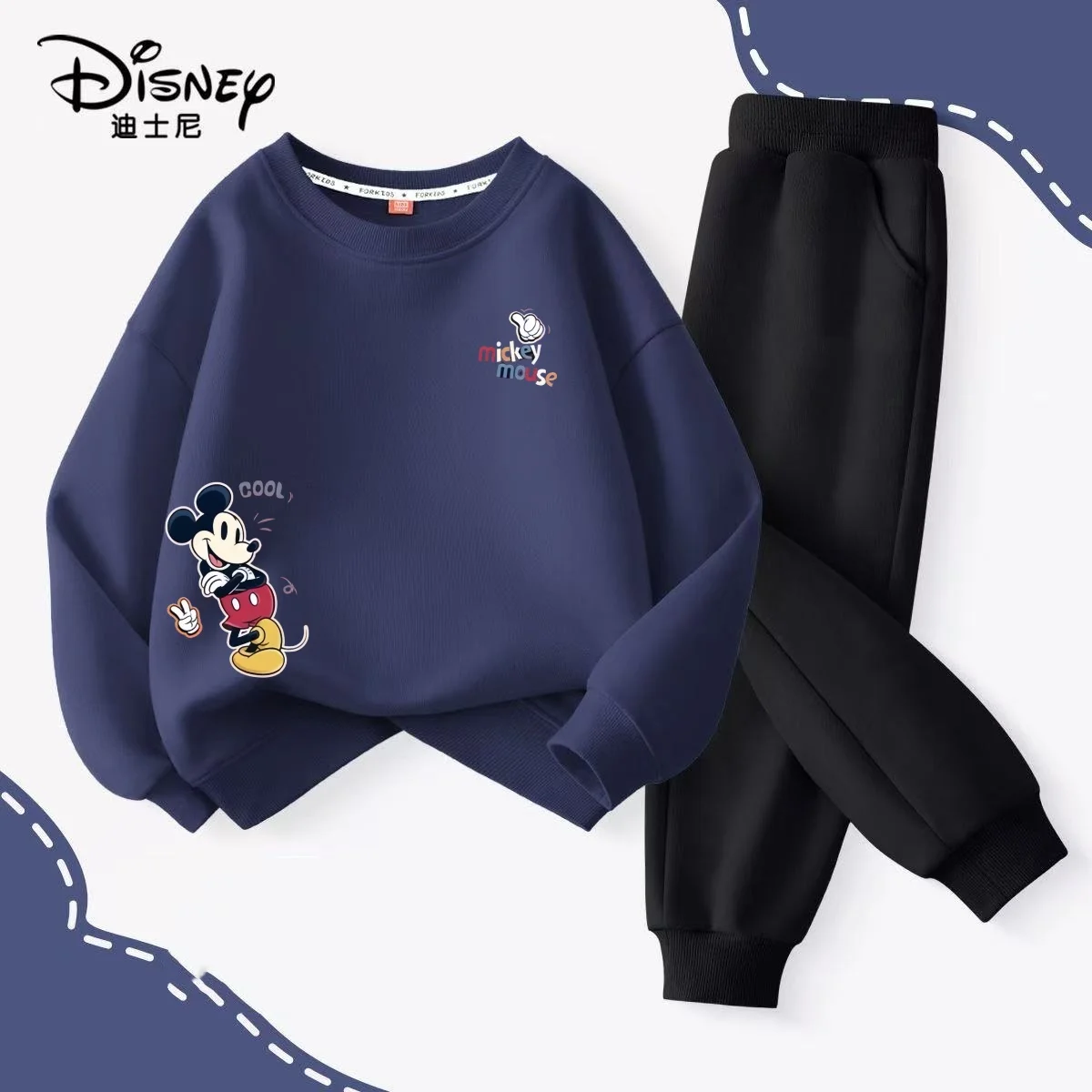 الخريف طفل الفتيات الفتيان الملابس مجموعة الأطفال ديزني ميكي الطباعة البلوز بلوزات وسراويل أسفل 2 قطعة دعوى القطن رياضية #1