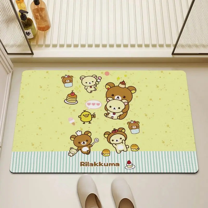 

Kawaii Rilakkuma Bathroom Floor Mat Cartoon Cute Toilet Absorbent Blanket Diatom Mud Anti Slip Quick Drying Foot Mat Girls Gifts