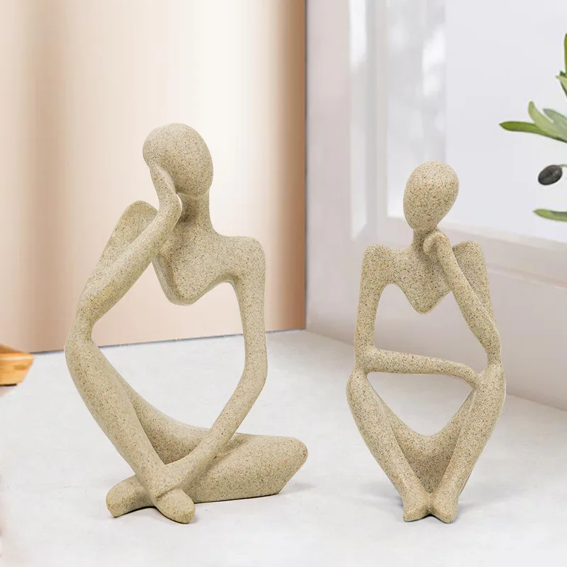 

Minimalist Hot Selling Sand Colored Thinker Abstract Statue Sculpture Yoga Statue Nordic Bauble Living TV Wine Cabinet Home Care