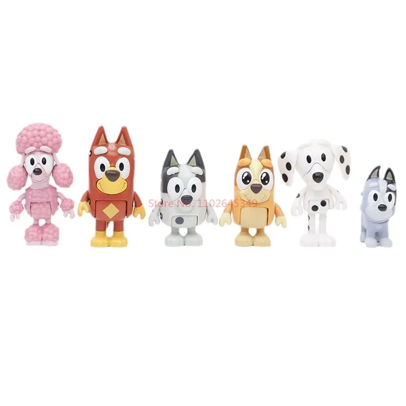 Bluey 12szt Anime Action Figures Dolls Bingo Friends Puppy Joint Movable Model Car Doll Ornaments Cartoon Toy For Children Gift