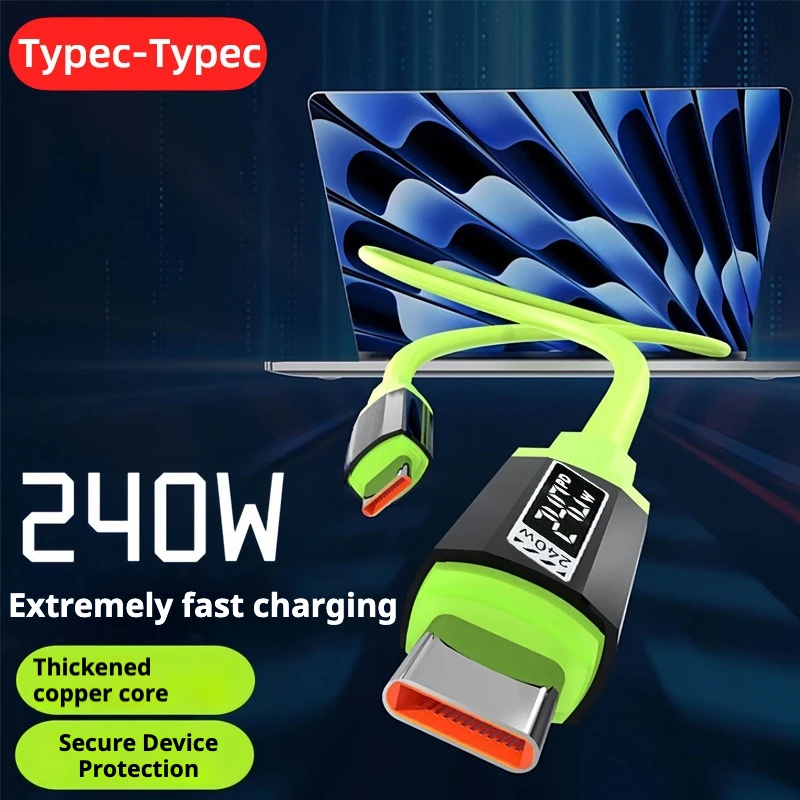 

240W 1.5m/2m/3m Fast Charging USB Type-C To Type-C Cable with Real-Time Power Display for Huawei, Xiaomi, Samsung, OPPO, VIVO