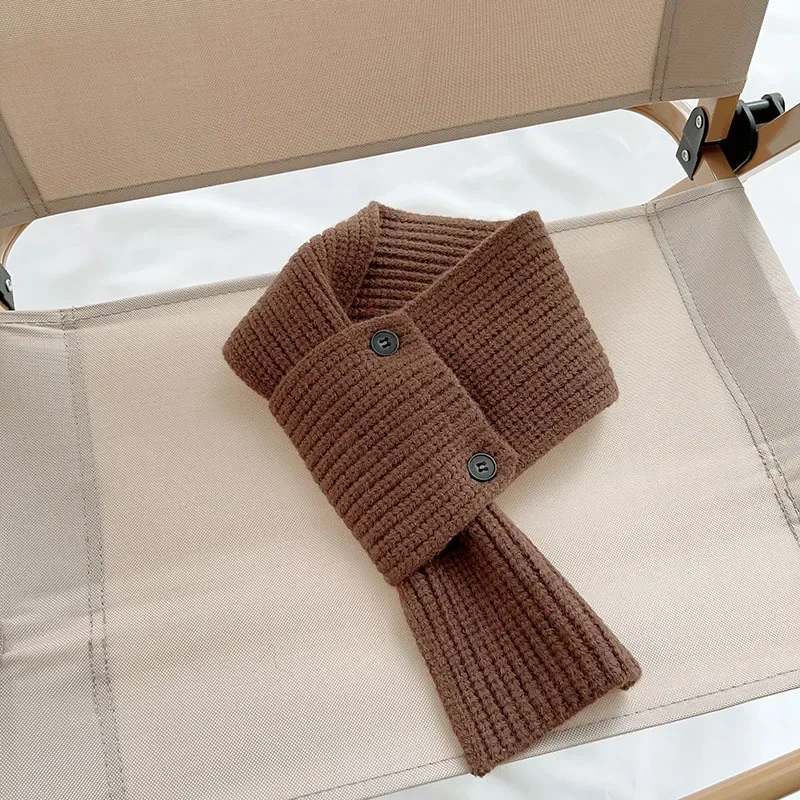 Sciarpa silenziatore per bambini calda di nuova moda invernale per bambini per ragazze dei ragazzi Bottoni in maglia con colletto incrociato Anello per il collo Sciarpe in tinta unita per bambini
