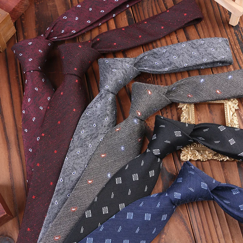 Business Formale 7 cm Krawatte Polyester Geometrisch verflochtene Handkrawatte Cashew Casual Bräutigam Trauzeuge Krawatte für Männer