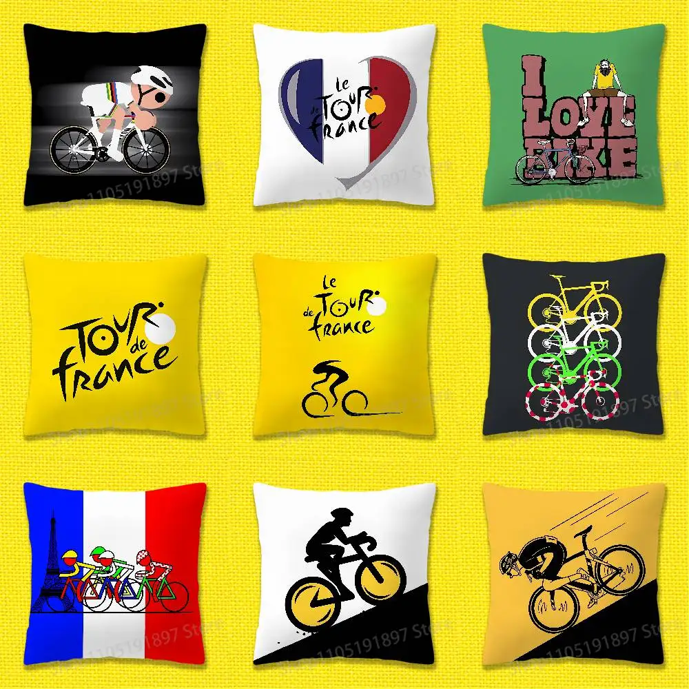 

T-Tour de France Bike Throw Pillow Case For 45x45cm 40x40cm 30x30cm 50x50cm 55x55cm Square Home Pillowcase Case