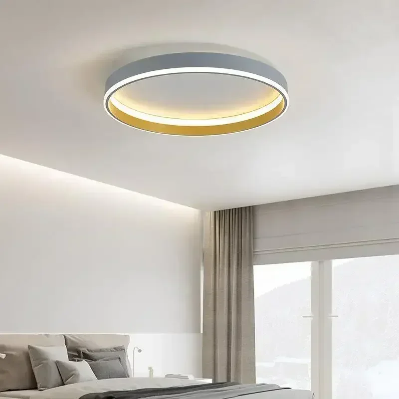 Lámpara de techo LED moderna, candelabro de techo minimalista para dormitorio, sala de estar, comedor, pasillo, Circular, decoración interior del