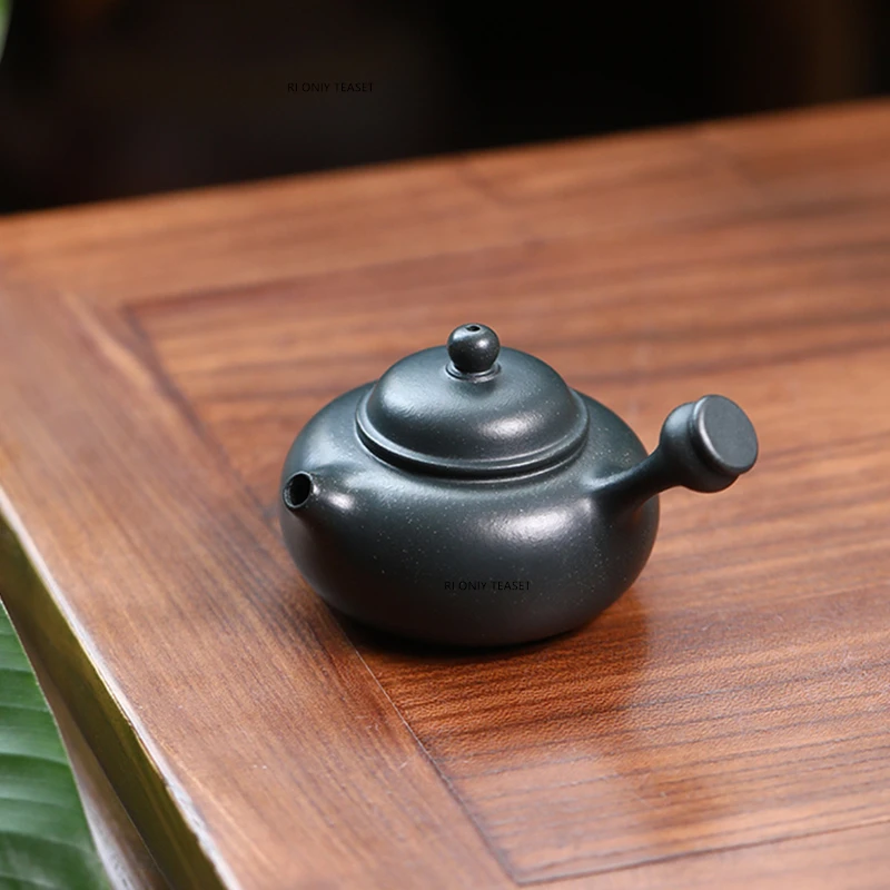 80ml Chinese Yixing Purple Clay Teapots Handmade Zisha Kettle Small Capacity Side Handle Tea Pot Household Tea Set Teaware