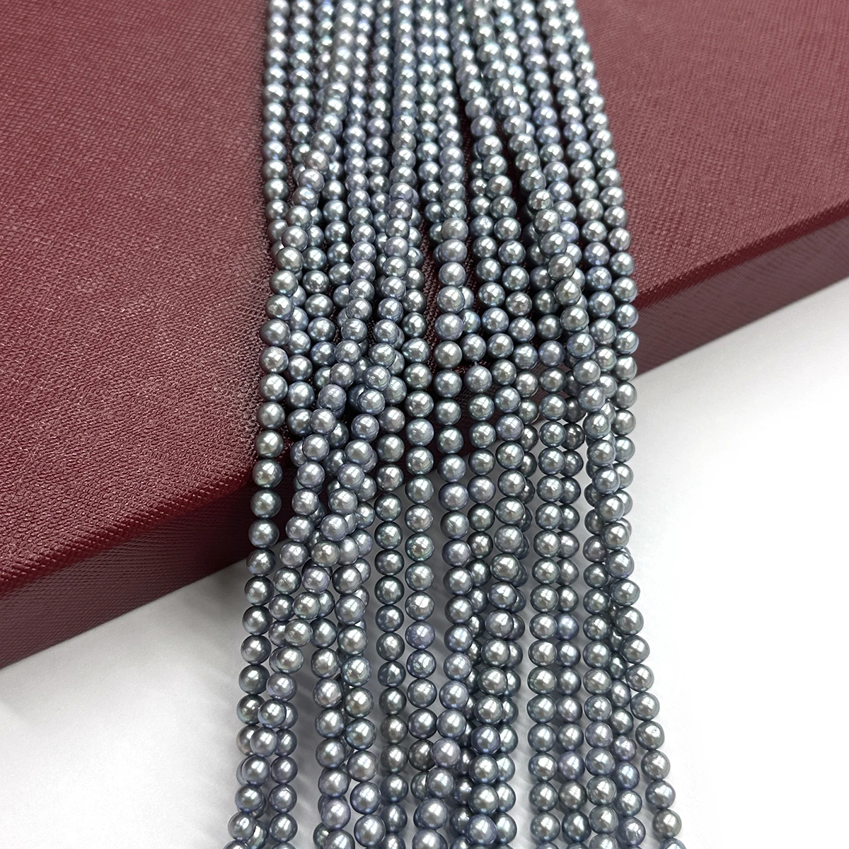 5-6mm Natural Freshwater Pearls Beads String AAA Round Grey Pearl Beading for Jewelry Making DIY Necklaces Accessories Strand