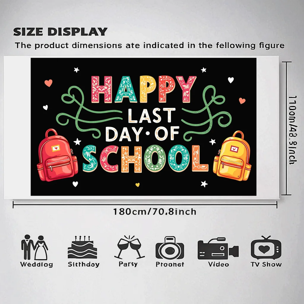 Durable   School Banner   Backdrop   Classroom Decoration   for Classroom   Last Day   Graduation