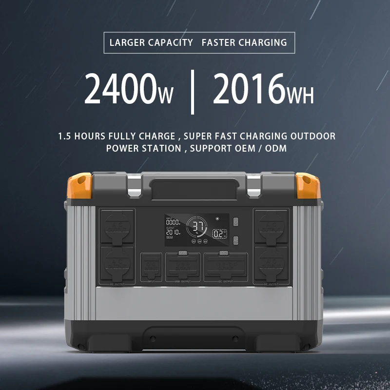 

Camping Solar Generator 2400W 2016Wh Solar Generator Battery Power Station Portable Emergency RV Backup