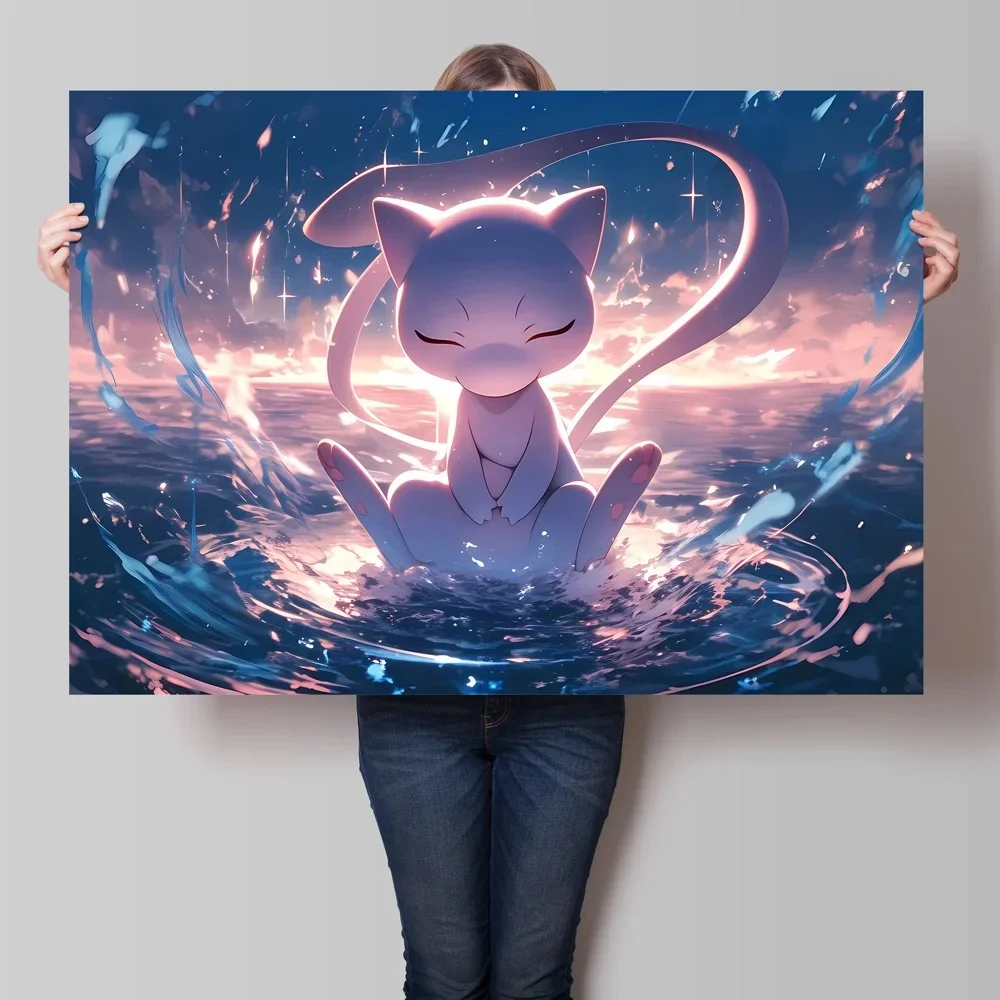 قماش HD يطبع البوكيمون ميو المشارك عالية الجودة شخصية كرتونية صور ديكور المنزل للأطفال هدية رذاذ اللوحة #1