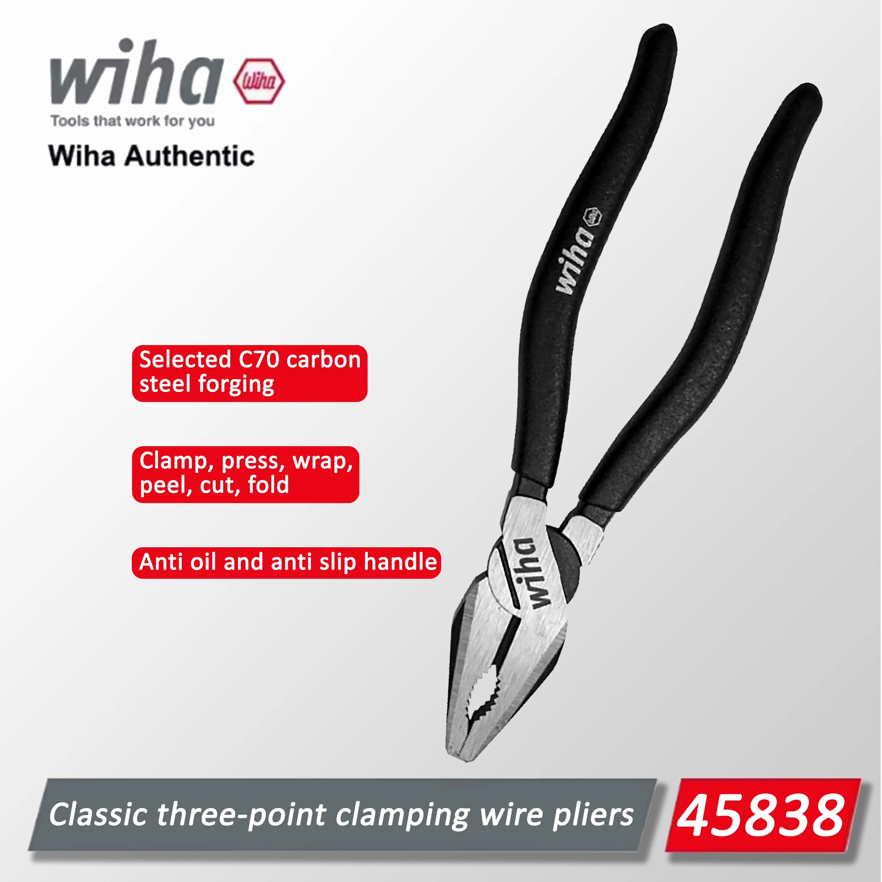 

Многофункциональные электрические клещи Wiha Black Forest серии 45838 с трехточечным зажимом, экономящие усилия, для зачистки проводов