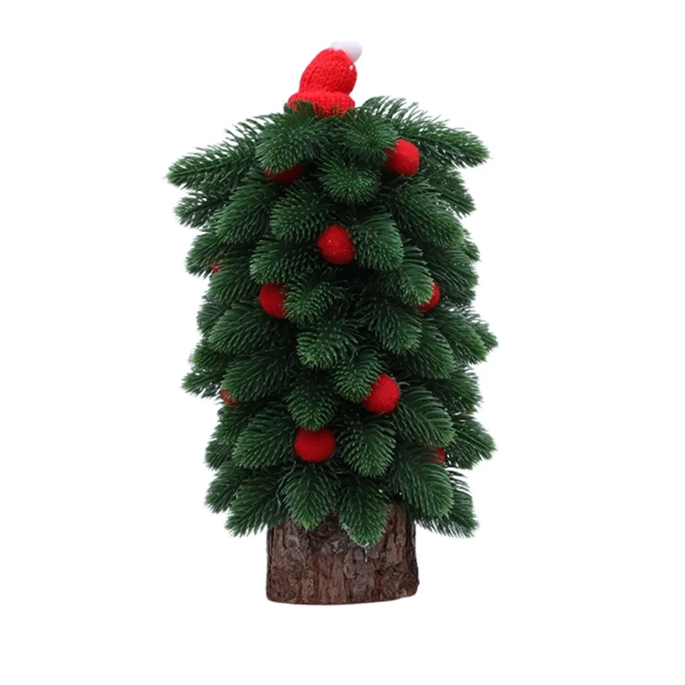 

Tower Shaped Christmas Tree Ornaments Wooden Base Reusable Artificial Christmas Tree Lifelike Christmas Decorations