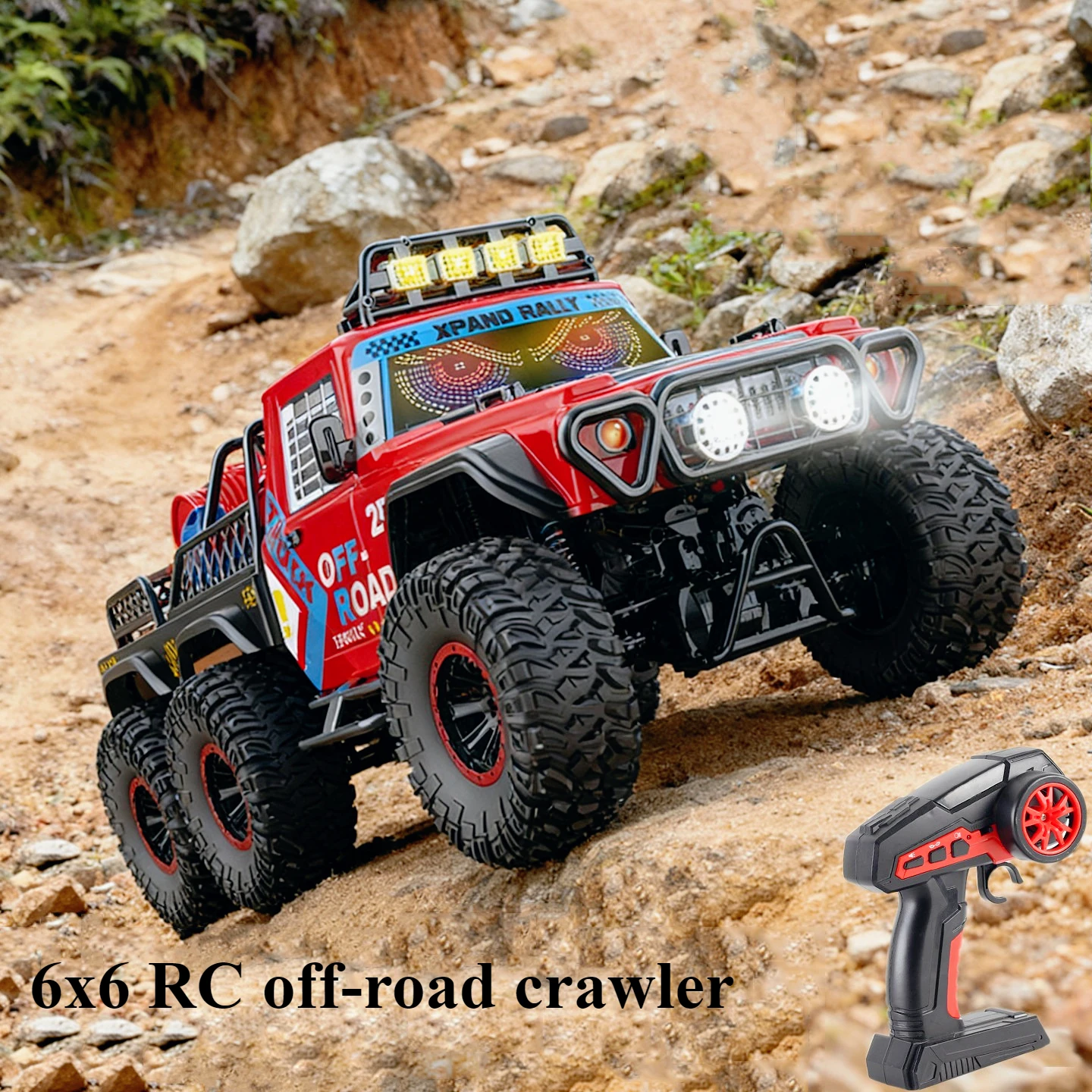 

6x6 RC Off-Road Vehicle 1/8 Scale Electric RC Crawler Model with Dynamic Lights Sound System Remote Control Car Toy Gift