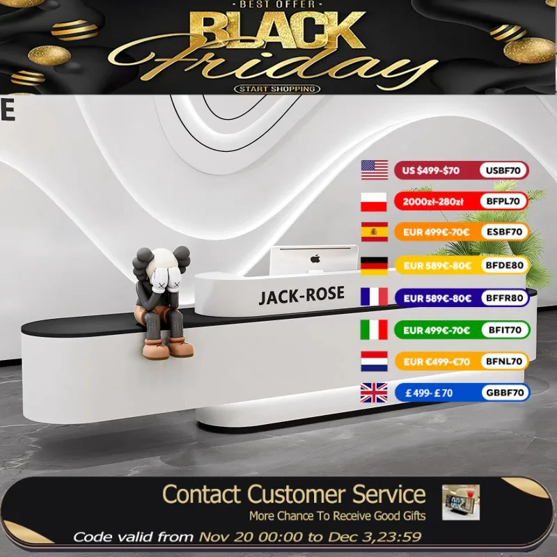 

Beauty Clinic Reception Desks Counter Drawers Computer White Reception Desks Modern Luxury Mostrador Recepcion Office Furniture