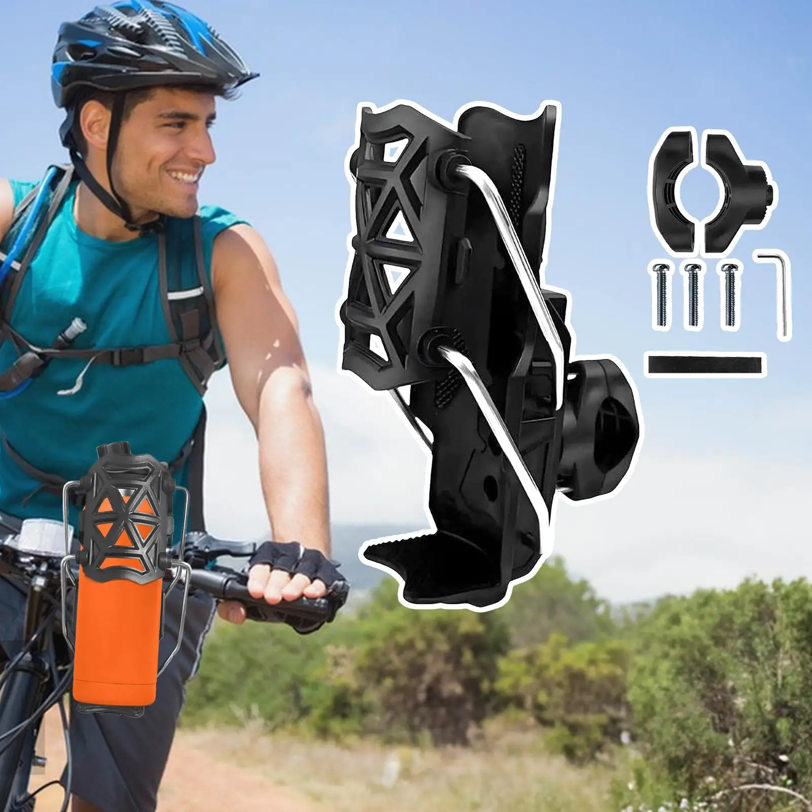 

Держатель для бутылки с водой на велосипеде, держатель для воды для крепления на велосипед, вращение на 360 градусов, сверхмощный зажим для чашки для гольфа, квадроцикла, коляски, лодки