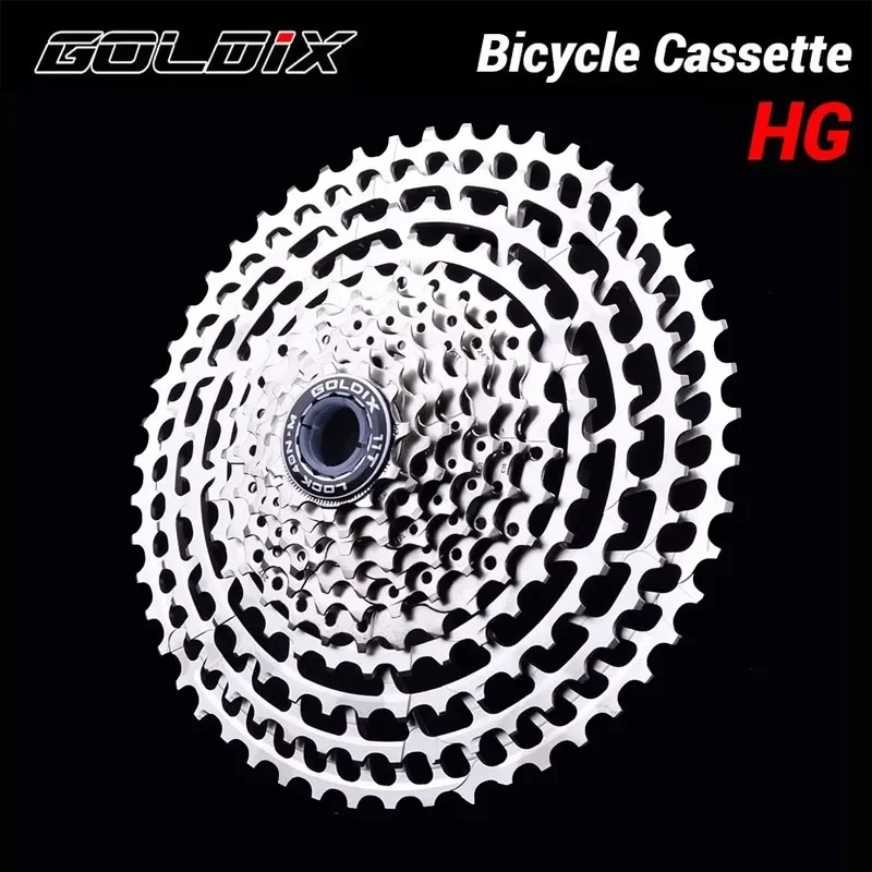 

GOLDIX Ultralight Bicycle Cassette 10/11/12Speed 11T-46T/50T/52T MTB Bike Freewheel HG Structure Compatible with SHIMANO