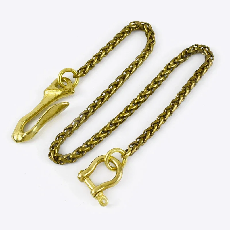 6MM * 45CM Solide Messing Hosen Jeans Brieftasche Kette Keychain Metall Schnalle Clips Snap Haken Gürtel Ketten DIY nähen Zubehör KY402