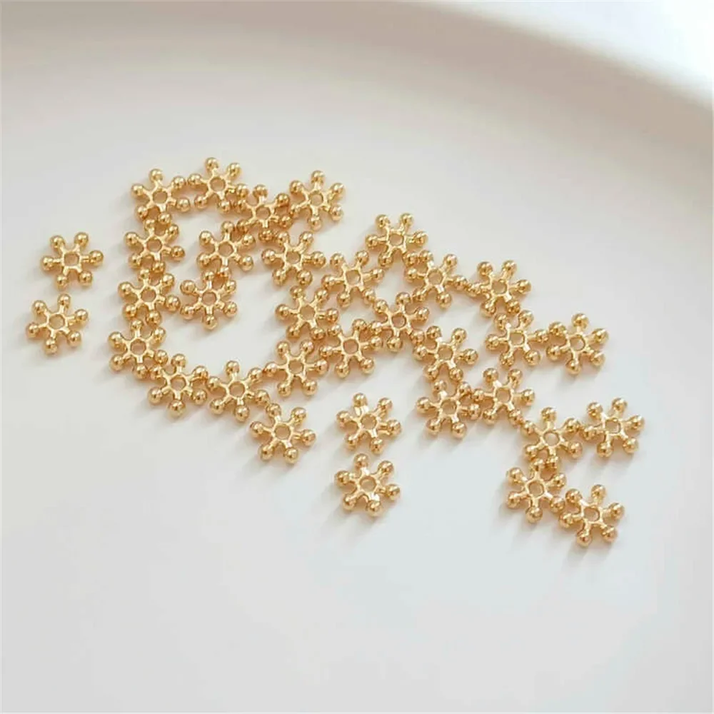 14K Gold-plated Snowflake Flake Flower Spacer Beads Loose Beads Handmade Diy Bracelet Earrings Material Accessories Ornaments view 4