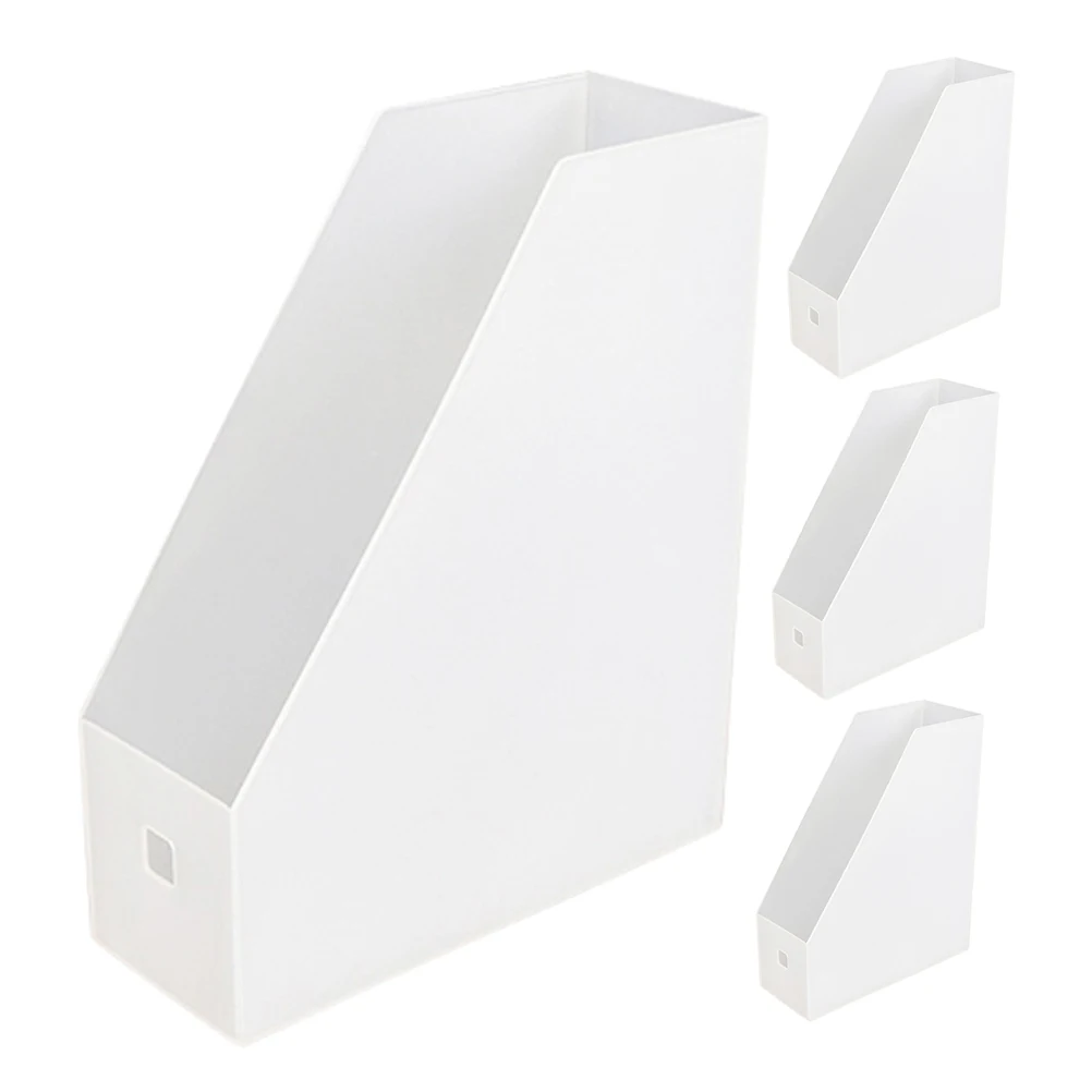 

4pcs Plastic File Storage Box Transparent Document Organizer Vertical File Rack For Home Office Magazine Books Classroom