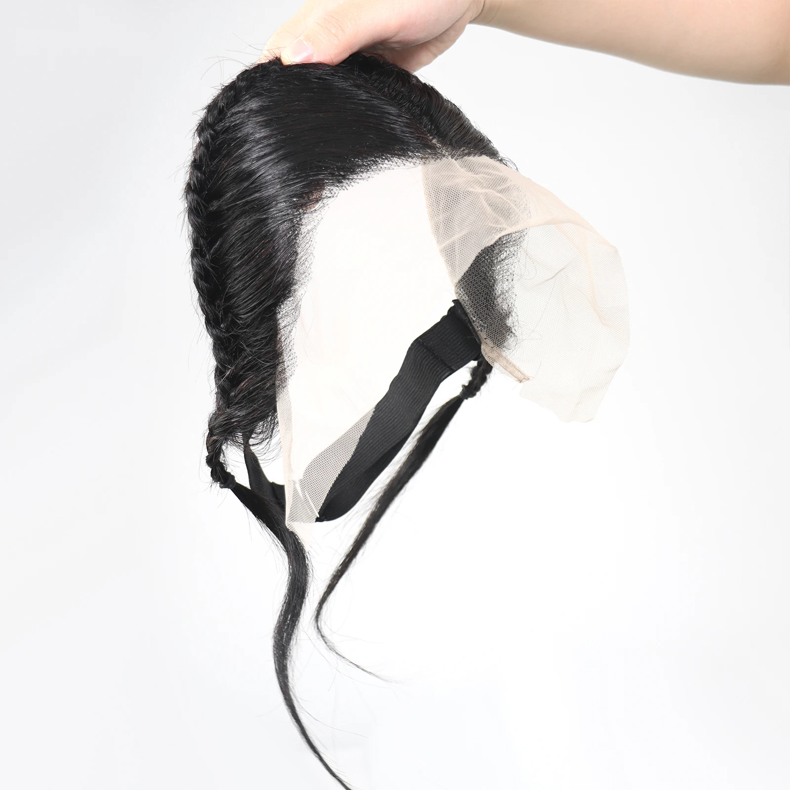 Pre Braided Lace Frontal Closure Human Hair Transparent Lace Hairpiece with Braids Forehead Straight Hair for Thinning Hairline