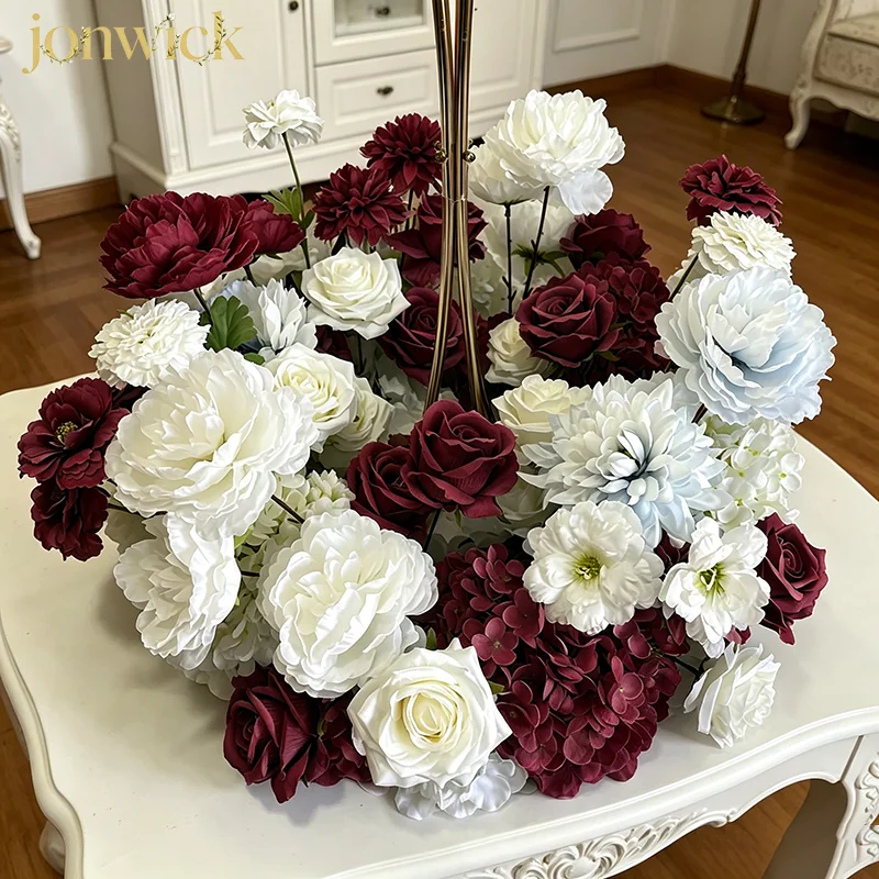 Gelb/Weiß/Rosa/Grün 30-60CM Maßgefertigte Künstliche Blumen Hochzeitsdekoration Tischdekoration Kranz Blumenarrangements Party-Requisiten – Detail 6