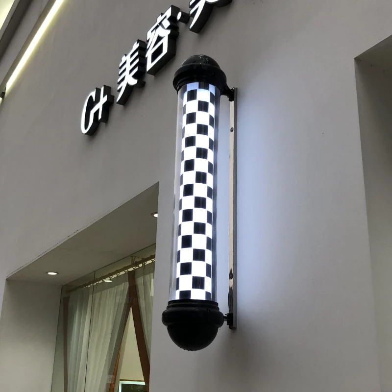 Hairdressing Turn Light Barber Shop LED Circular Advertising Turn Light Wall Hanging Retro Hair Gallery Light Box Outdoor Wall H