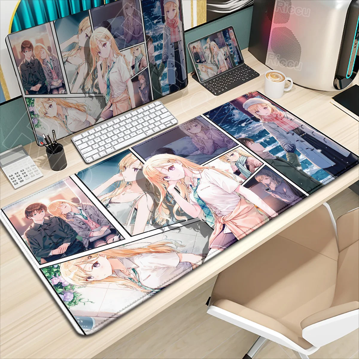 

Pretty Ayase Saki Mousepad Large Non-slip Rubber Keyboard Pad PC Laptop Gaming Mouse Pad Anime Days with My Step Sister Desk Mat