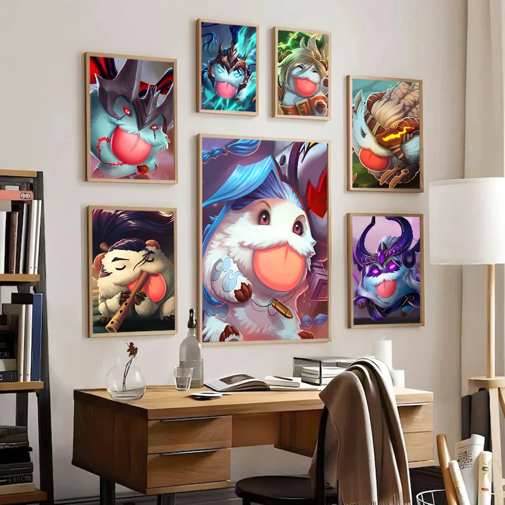 

League Of Legends Cute Poro Classic Vintage Posters Waterproof Paper Sticker Coffee House Bar Home Decor