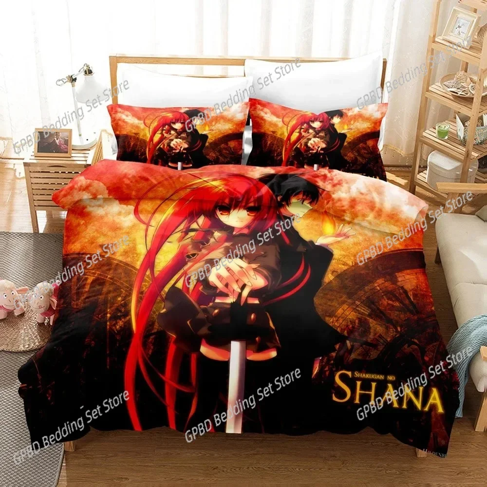 Kawaii Girl Cartoon Shakugan No Shana Comfortable Duvet Cover Pillowcase Bedding Set Children Bedroom Decoration Home Textile