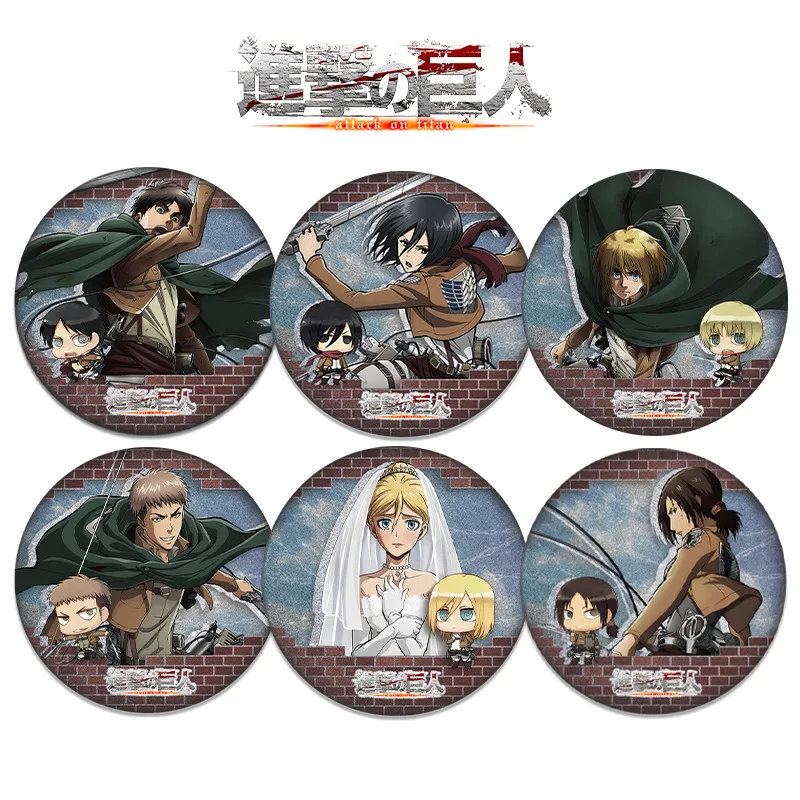 

Attack on Titan 201 Series Double Flash Badge 208 218 Plain Laser Silver Onion 75mm 58mm Anime Pin Brooch Collectible
