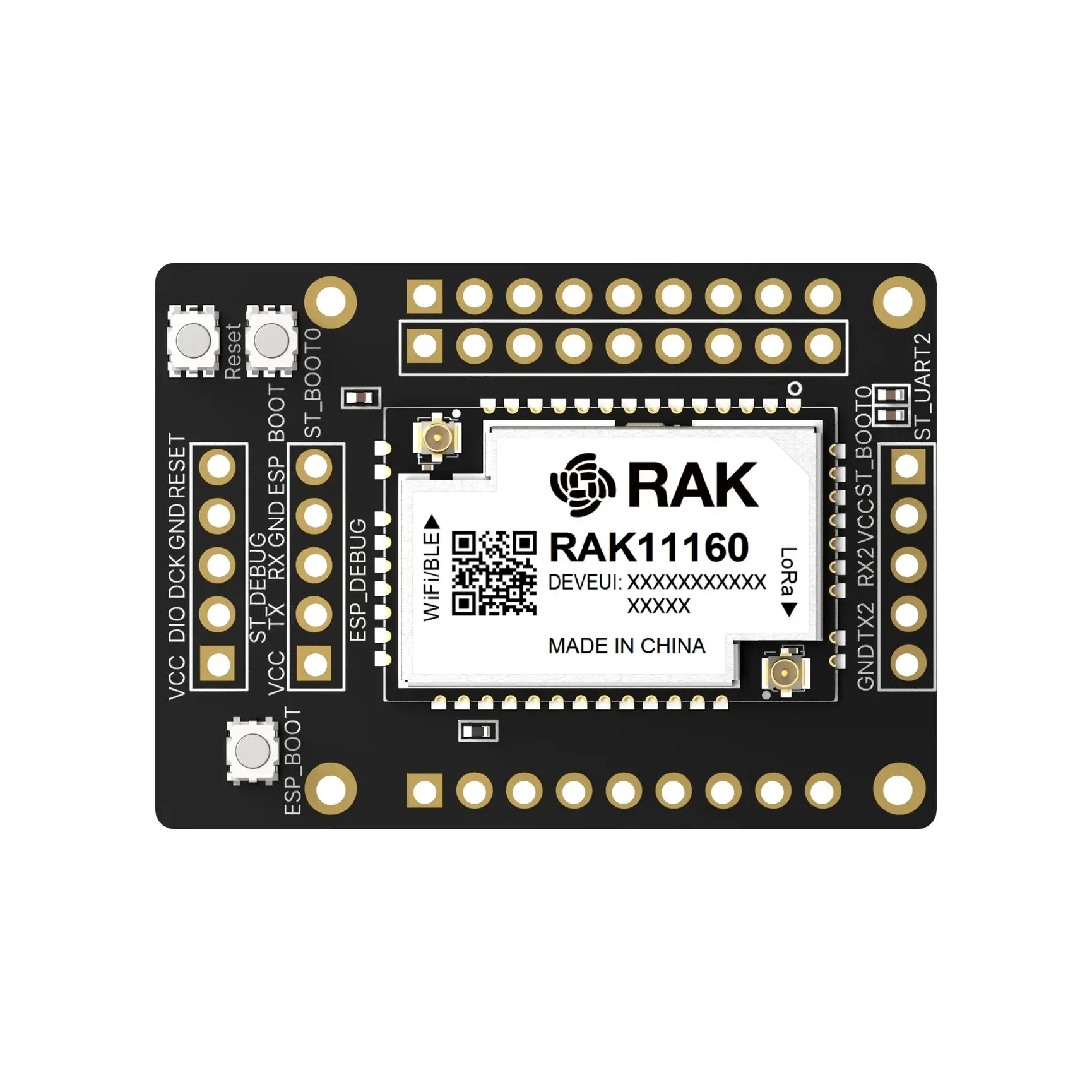 RAK11160 Breakout Board Dual-MCU LoRaWAN Board with UART/SPI/I2C for the WisDuo RAK11160 Stamp Module RAK11161