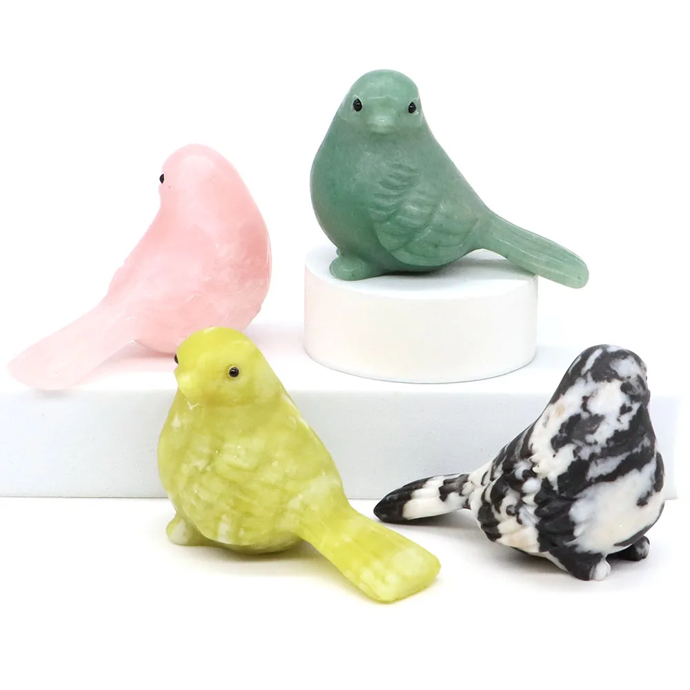 

2.5" Little Bird Statue Natural Stone Healing Crystal Animal Figurine Hand Carved Craft Energy Chakra Meditation Home Decor Gift