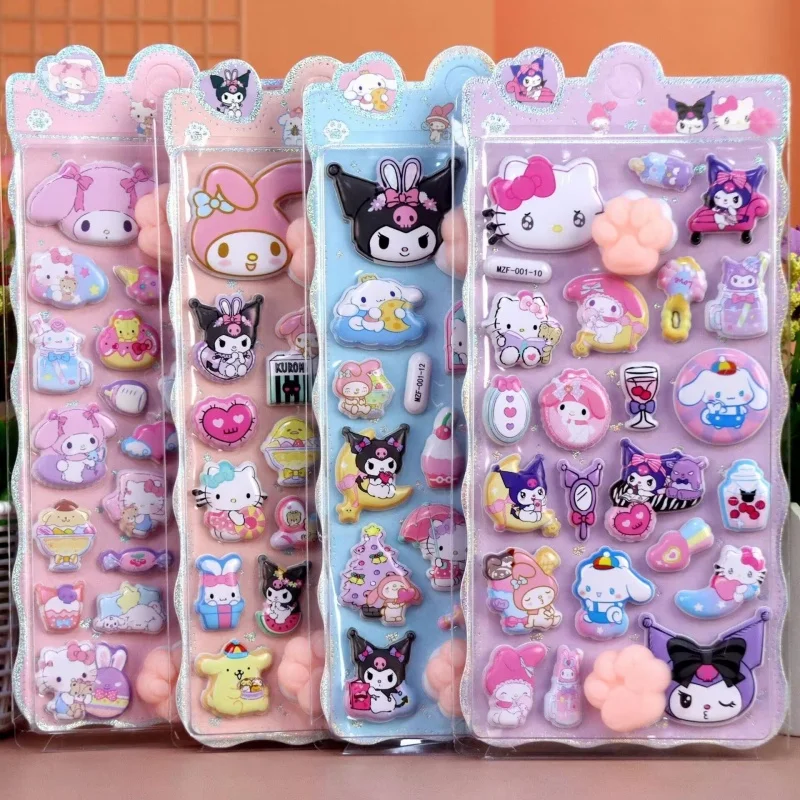 

12pcs/lot Sanrio Kawaii Kuromi Melody Kitty 3D Stickers Creative Scrapbooking DIY Diary Decorative Sticker Album Stick Label