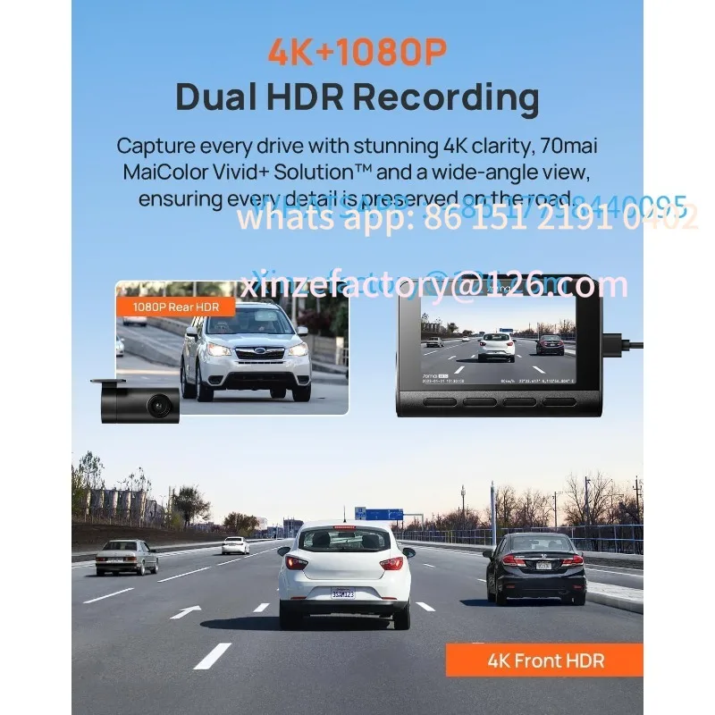 كاميرا داش A810 4K قابلة للتخصيص أمامي وخلفي، كاميرا داش مزدوجة للسيارات مع رؤية ليلية Starvis 2 HDR، دعم 4G LTE، ADAS، B #2