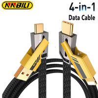 NNBILI 4 in 1 Convertible Fast Data Cable Type-C PD 65W 27W USB C USB A Multiple Charging Cable for MacBook Pro/Samsung/Android