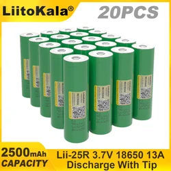 LiitoKala Rechargeable Lithium Battery, High Capacity Nickel Battery, DIY, Lii-25R, 18650, 3.7 V, 2500mAh pointed