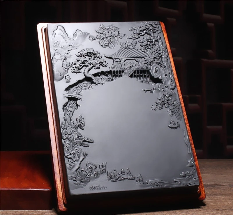 

Large 8-inch, intangible cultural heritage She inkstone, old pit collection, four treasures of the study