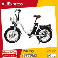 CT20 Electric Bike 750W Brushless Motor 48V20AH Lithium Battery Foldable City E-bike 20*4.0 Inch Fat Tire Snow Electric Bicycle